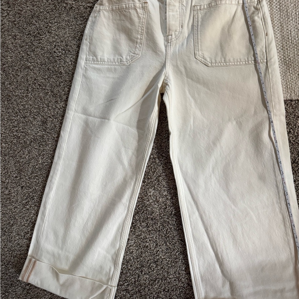 We the Free People White wide leg cropped Jeans